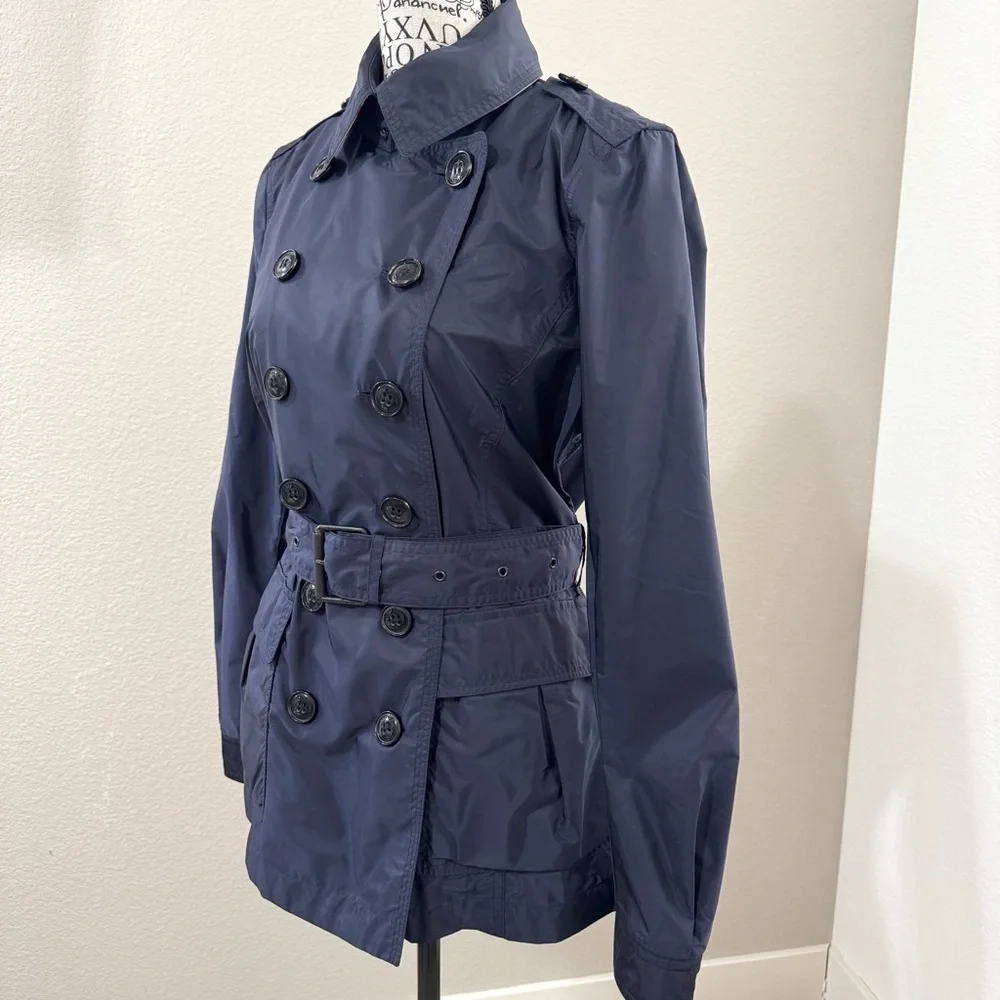 Burberry Brit Navy Belted Short Trench Coat - Picture 9 of 12